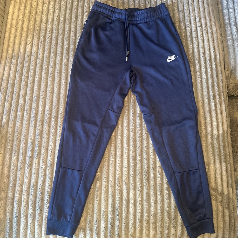 Nike Blue Tapered Sweatpants with Elastic Cuffs